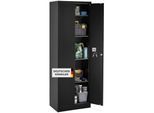 tectake® Aktenschrank, 60 x 40 x 180,5 cm, 4 verstellbare Zwischenböden, pulverbeschichteter Stahl, Kippschutz, höhenverstellbare Füße