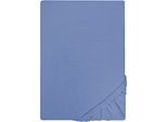 Spannbettlaken "Jersey in Gr. 90x200, 140x200 oder 180x200 cm", blau (ozeanblau), B:120cm L:200cm, Jersey, Obermaterial: 100% Baumwolle, CASTELL - MARKENBETTWÄSCHE, Bettlaken, Spannbettlaken, aus Baumwolle, für Matratzen bis 22 cm Höhe, Bettlaken, Spannbetttuch