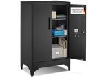 tectake® Aktenschrank, 60 x 40 x 100 cm, 2 verstellbare Zwischenböden, pulverbeschichteter Stahl, Kippschutz, höhenverstellbare Füße