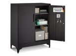 tectake® Aktenschrank, 80 x 40 x 100 cm, 2 verstellbare Zwischenböden, pulverbeschichteter Stahl, Kippschutz, höhenverstellbare Füße