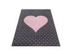 Ben'n'jen , Pink , Textil , Herz , rechteckig , 80x150 cm , Oeko-Tex® Standard 100 , für Fußbodenheizung geeignet, schmutzabweisend, für Hausstauballergiker geeignet, lichtunempfindlich, antistatisch, pflegeleicht, strapazierfähig, leicht zusammenrollbar , Teppiche & Böden, Teppiche, Kinderteppiche