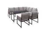 Ambia Garden Gartengarnitur , Anthrazit, Hellgrau , Textil , 5-teilig , Füllung: Schaumstoff,Polyester , 244x187 cm , Tisch mit Glasplatte , Gartenmöbel, Gartengarnituren, Gartenmöbel-Sets