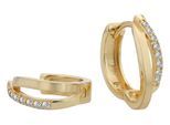 Klappcreolen ADELIA´S "Ohrringe – Klappcreole aus 925 Silber mit Zirkonia", Damen, Gr. Damen, Silber 925 (Sterlingsilber), gold, Ohrringe Klappcreolen, Perfekt zum Verschenken an besondere Menschen