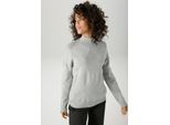Strickpullover ANISTON CASUAL, Damen, Gr. 46, grau (hellgraumeliert), Strick, Obermaterial: 50% Viskose, 26% Polyamid, 24% Polyester, Rautenmuster, meliert, oversize hüftlang, Rippstrickbündchen, Pullover Strickpullover, im trendigen Rauten-Muster