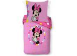 Kinderbettwäsche DISNEY "Minnie Mouse Happy", pink (rosé), B/L: 135cm x 200cm, 1 Stk., 1 Stk., Linon, B/L: 80cm x 80cm, 2, Linon, Obermaterial: 100% Baumwolle, Bettwäsche, Kinderbettwäsche, 100% Baumwolle