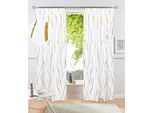 Gardine OTTO HOME "Quinnton", weiß (weiß, goldfarben), B:140cm H:175cm, Polyester, Gardinen, Gardine, Blickdicht, 2er‑Set. Metallic‑Akzenten, Kräuselband