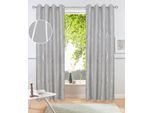 Gardine OTTO HOME "Quinnton", grau (grau, silberfarben), B:140cm H:245cm, Polyester, Polyester, Gardinen, Gardine, Blickdicht, 2er-Set, Ösen- Aufhängung, Metallic-Akzente