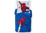 Kinderbettwäsche SPIDERMAN "SpiderMan Webtastic", bunt (blau), B/L: 135cm x 200cm, 1 Stk., 1 Stk., Linon, B/L: 80cm x 80cm, 2, Linon, Obermaterial: 100% Baumwolle, Bettwäsche, Kinderbettwäsche, 100% Baumwolle