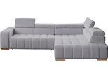 Ecksofa EXXPO - SOFA FASHION "Elianos, hoher Sitzkomfort, aufwendige Kreuzsteppung im Sitz, L-Form", grau, B:307cm H:73cm T:201cm, Sofas, Ecksofa, Kopfteile & Sitztiefe verstellbar, ohne Bettfunktion