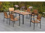 Garten-Essgruppe MERXX "Santorin", grau (graphit, natur), Aluminium, Massivholz, Sitzmöbel-Sets, Garten-Essgruppe