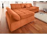 Ecksofa DOMO COLLECTION "NMORIC XXL, 300x172x80cm, L-Form", orange (terrakotta), B:300cm H:80cm T:172cm, Chenille (85% Polyester, 15% Acryl);Luxus-Microfaser (100% Polyester);Struktur ( 100% Polyester);Microfaser PRIMABELLE (100% Polyester), Sofas, Ecksofa, wahlweise mit Bettfunktion und Armlehnverstellung