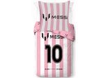 Kinderbettwäsche "Messi No Limits Just Dream", rosa, B/L: 135cm x 200cm, 1 Stk., 1 Stk., Linon, B/L: 80cm x 80cm, 2, Linon, Obermaterial: 100% Baumwolle, Bettwäsche, Kinderbettwäsche, 100% Baumwolle