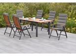 Garten-Essgruppe MERXX "»Athos«", beige (natur, natur, graphit), Aluminium, Massivholz, Sitzmöbel-Sets, Garten-Essgruppe, Ausziehtisch: LxB: 150-200 x 90 cm