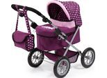 Puppenwagen BAYER "Trendy", lila (pflaume), Puppenwagen, KinderB:39cm H:68cm T:68cm, Kunststoff, Metall, Stoff, Puppenwagen, mit Wickeltasche, B:39cm H:68cm T:68cm