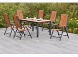 Garten-Essgruppe MERXX "»Athos«", beige (natur, natur, graphit), Aluminium, Massivholz, Sitzmöbel-Sets, Garten-Essgruppe, Ausziehtisch: LxB: 150-200 x 90 cm