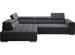 Ecksofa EXXPO - SOFA FASHION "Elianos, hoher Sitzkomfort, aufwendige Kreuzsteppung im Sitz, L-Form", grau (antrazit), B:307cm H:73cm T:201cm, Sofas, Ecksofa, Kopfteile & Sitztiefe verstellbar, ohne Bettfunktion, Cord, antrazit