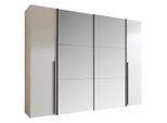 Livetastic Kleiderschrank, Weiß, Glas, Holzwerkstoff, 10 Fächer, 267x205x57 cm, Kombination aus Dreh- und Schwebetüren, Schrankfront mit Spiegel, Schlafzimmer, Kleiderschränke, Schwebetürenschränke