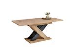 Carryhome Esstisch, Schwarz, Eiche Artisan, Holzwerkstoff, rechteckig, X-Form, 90x75.3x140-180 cm, ausziehbar, Esszimmer, Tische, Esstische, Esstische ausziehbar