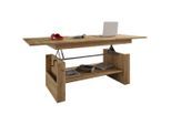 Mid.you , Eichefarben, Honig , Holzwerkstoff , rechteckig , 115x52.5x65 cm , Stauraum, ausziehbar, höhenverstellbar , Wohnzimmer, Wohnzimmertische, Couchtische, Couchtische höhenverstellbar