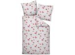 Bettwäsche JANINE "modern art S 42170 01", rosa naturell, B/L: 135cm x 200cm, 1 Stk., 1 Stk., Mako-Satin, B/L: 80cm x 80cm, Mako-Satin, Obermaterial: 100% Baumwolle, Bettwäsche, Bettwäsche, mit Reißverschluss