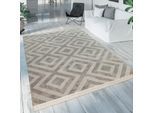 Teppich PACO HOME "Poco 821", grau (grau, weiß), B:60cm H:6mm L:100cm, Polypropylen (PP), Teppiche, Teppich, Kurzflor, Rauten Design, mit Fransen, In- und Outdoor geeignet