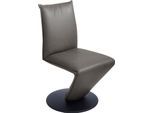 Esszimmerstuhl K+W KOMFORT & WOHNEN "Drive Drehstuhl", grau (granit 83, drehteller in metall schwarz struktur), B:52cm H:94cm T:63cm, Cloud: Nappaleder pigmentiert, Glattleder, 0, 9/1, 1mm, elegantes Leder mit Wolkung und weichen Griff, Stühle, Esszimmerstuhl, Stuhl mit federnder Sitzschale, Drehteller in Metall schwarz Struktur