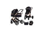 Chipolino Kinderwagen 3 in 1 Amore Babyschale Adapter Wickeltasche Fußabdeckung black