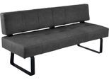 Essbank K+W KOMFORT & WOHNEN "Spider II Polsterbank", schwarz (schwarz 81, schwarz), B:192cm H:88cm T:67cm, Sitzbänke, Essbank, Sitzsteppung, bequem durch Sandwichbauweise, Metallkufe in schwarz