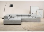 Ecksofa HOME AFFAIRE "Ancona, Ecksofa, incl. Kopfteilverstellung, Breite 319 cm, L-Form", silber, B:319cm H:70cm T:215cm, Struktur (85% Polyester, 15% Viskose);Luxus-Microfaser weich (98% Polyester, 2% Nylon);Velours (100% Polyester), Sofas, Ecksofa, wahlweise motorische Sitztiefenverstellung, auch in Cord + Easy Care