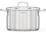Kochtopf HANSEATIC "DAILY", silberfarben, H:15cm Ø:24cm, Töpfe, Kochtopf, handfreundliche Griffe, Literskala, Glasdeckel, Induktion