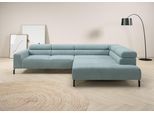 Ecksofa HOME AFFAIRE "Antonelli, L-Form, incl. Kopfteilverstellung, Breite 312 cm", blau (bleu), B:312cm H:71cm T:219cm, 95% Polyester, 5% Nylon, Sofas, Ecksofa, mit elektrischer Sitztiefenverstellung, in Cord, bleu