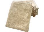 Waschhandschuh ROSS "Smaragd 4500", beige (sand), B:12cm L:20cm, Frottier, Waschlappen, Waschhandschuh, 100% Baumwolle, made in Germany