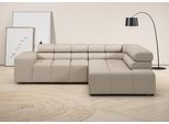 Ecksofa HOME AFFAIRE "Ancona, Ecksofa, incl. Kopfteilverstellung, Breite 249 cm, L-Form", beige (natur), B:249cm H:70cm T:215cm, 85% Polyester, 15% Viskose, Sofas, Ecksofa, wahlweise motorische Sitztiefenverstellung, B/T(H: 249/215/70 cm