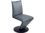 Esszimmerstuhl K+W KOMFORT & WOHNEN "Drive Drehstuhl", blau (aqua 54, drehteller in metall schwarz struktur), B:52cm H:94cm T:63cm, Cloud: Nappaleder pigmentiert, Glattleder, 0, 9/1, 1mm, elegantes Leder mit Wolkung und weichen Griff, Stühle, Esszimmerstuhl, Stuhl mit federnder Sitzschale, Drehteller in Metall schwarz Struktur