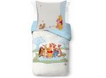 Kinderbettwäsche DISNEY "Winnie The Pooh Party", blau, B/L: 135cm x 200cm, 1 Stk., 1 Stk., Linon, B/L: 80cm x 80cm, 2, Linon, Obermaterial: 100% Baumwolle, Bettwäsche, Kinderbettwäsche, 100% Baumwolle