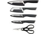 Messer-Set TEFAL "Comfort", schwarz, edelstahl, Edelstahl, Kunststoff, Kochmesser-Sets, Messer-Set, Klingenhülle, Edelstahl Klingen, ergonomischer Griff, Soft-Touch