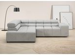 Ecksofa HOME AFFAIRE "Ancona, Ecksofa, incl. Kopfteilverstellung, Breite 249 cm, L-Form", silber, B:249cm H:70cm T:215cm, 95% Polyester, 5% Nylon, Sofas, Ecksofa, wahlweise motorische Sitztiefenverstellung, B/T(H: 249/215/70 cm