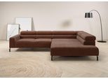 Ecksofa HOME AFFAIRE "Antonelli, L-Form, incl. Kopfteilverstellung, Breite 312 cm", braun (rost), B:312cm H:71cm T:219cm, 95% Polyester, 5% Nylon, Sofas, Ecksofa, mit elektrischer Sitztiefenverstellung, in Cord, rost