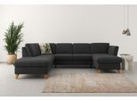 Wohnlandschaft HOME AFFAIRE "Trelleborg U-Form", grau (anthrazit), B:307cm H:86cm T:213cm, 100% Polyester, Sofas, Wohnlandschaft, Federkern-Polsterung, wahlweise mit Bettfunktion und Stauraum