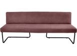 Polsterbank K+W KOMFORT & WOHNEN, lila (carbernet 15), B:202cm H:82cm T:67cm, Sitzbänke, Polsterbank, in abgerundeter Form, Rundrohrkufe lang gebogen, Echtleder