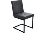 Esszimmerstuhl K+W KOMFORT & WOHNEN "Freischwinger", schwarz (schwarz 81), 1 Stk., Leder CASAY, Stühle, Esszimmerstuhl, Freischwingergestell aus Vierkantrohr schwarz, hoher Sitzkomfort