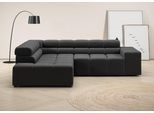 Ecksofa HOME AFFAIRE "Ancona, Ecksofa, incl. Kopfteilverstellung, Breite 249 cm, L-Form", grau (steel), B:249cm H:70cm T:215cm, 100% Polyester, Sofas, Ecksofa, wahlweise motorische Sitztiefenverstellung, B/T(H: 249/215/70 cm
