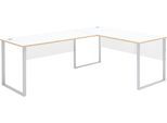 Schreibtisch INNOSTYLE "Memphis Eckschreibtisch, 223x77x170cm (B/H/T)", silber (weiß, artisan eiche, silber matt, weiß, artisan eiche), B:223cm H:77cm T:170cm, Tische, Schreibtisch, ABS-Kantenschutz, Soft Touch Oberfläche