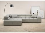 Ecksofa HOME AFFAIRE "Ancona, Ecksofa, incl. Kopfteilverstellung, Breite 319 cm, L-Form", grau (hellgrau), B:319cm H:70cm T:215cm, Struktur (85% Polyester, 15% Viskose);Luxus-Microfaser weich (98% Polyester, 2% Nylon);Velours (100% Polyester), Sofas, Ecksofa, wahlweise motorische Sitztiefenverstellung, auch in Cord + Easy Care