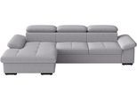 Ecksofa SIT & MORE "Viola, L-Form, B: 260 cm", grau (silber), B:260cm H:73cm T:174cm, 100% Polyester, Sofas, Ecksofa, optional Bettfunktion,inkl Armteil- & Kopfteilverstellung