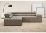 Ecksofa HOME AFFAIRE "Ancona, Ecksofa, incl. Kopfteilverstellung, Breite 249 cm, L-Form", grau (taupe), B:249cm H:70cm T:215cm, 95% Polyester, 5% Nylon, Sofas, Ecksofa, wahlweise motorische Sitztiefenverstellung, B/T(H: 249/215/70 cm