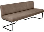 Polsterbank K+W KOMFORT & WOHNEN, braun (wüste 76), B:202cm H:82cm T:67cm, Sitzbänke, Polsterbank, in abgerundeter Form, Rundrohrkufe lang gebogen, Echtleder