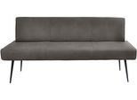 Essbank K+W KOMFORT & WOHNEN "Giacomo I Polsterbank", grau (granit, schwarz), B:177cm H:87cm T:62cm, Sitzbänke, Essbank, Metallfüsse in schwarz, wahlweise in der Breite 200cm oder 177cm