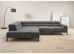 Ecksofa HOME AFFAIRE "Antonelli, L-Form, incl. Kopfteilverstellung, Breite 312 cm", grau (dunkelgrau), B:312cm H:71cm T:219cm, 95% Polyester, 5% Nylon, Sofas, Ecksofa, mit elektrischer Sitztiefenverstellung, in Cord, dunkelgrau
