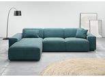Ecksofa HOME AFFAIRE "Glimminge auch in Breitcord, Feincord, Bouclé + Easy care-Bezug", blau (petrol), B:294cm H:71cm T:191cm, 12% Polyaxryl, 88% Polyester, Sofas, Ecksofa, L-Form, Breite 294, Zierkissen